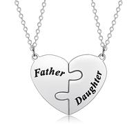 Set di 2 collane coordinate con cuore per madre e padre, regalo per la festa della mamma, papà, Natale, regalo per mamma, figlia, regalo di compleanno del figlio, 3cm*2.5cm, Acciaio inossidabile