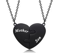Set di 2 collane coordinate con cuore per madre e padre, regalo per la festa della mamma, papà, Natale, regalo per mamma, figlia, regalo di compleanno del figlio, Acciaio inossidabile