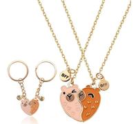 Set di 2 collane dell'amicizia Capybara e portachiavi per migliore amica, collana con cuore e mani abbinate, per ragazze, donne, regalo per migliore amica, regalo di compleanno, buoni amici