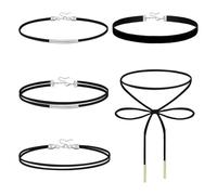 Set di 2 collane in tessuto nero regolabili leggere per occasioni casual o formali, gioielli leggeri a strati, Misura unica, come descritto, come descritto