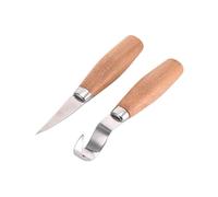 Set di 2 coltelli da intaglio in acciaio inox con manico in cucchiaio e raschietto, per principianti, durevoli, speciali, C