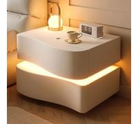 Set di 2 comodini a LED con 2 cassetti, beige per camera da letto, comodini moderni a LED per camera da letto, 50 cm, soluzioni di archiviazione eleganti