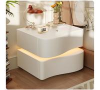 Set di 2 comodini a LED con 2 cassetti, moderni comodini bianchi per camera da letto, comodini con luce LED, design compatto, 40 cm, soluzione elegante