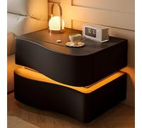 Set di 2 comodini a LED con 2 cassetti, moderni comodini neri con luce a LED, soluzione di archiviazione per camera da letto, eleganti comodini per la decorazione della casa