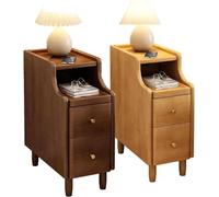 Set di 2 comodini alti e moderni con cassetti portaoggetti, eleganti comodini per la decorazione della camera da letto, disponibili in 2 colori eleganti