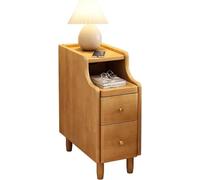 Set di 2 comodini alti e sottili con cassetti, cassettiera stretta e moderna, in 2 colori alla moda, per camera da letto