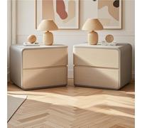 Set di 2 comodini con cassetti, tavolo in pelle, combinazione sinistra e destra, moderno e semplice, tavoli per camera da letto (grigio + bianco)