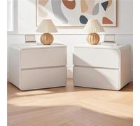 Set di 2 comodini con cassetti, tavolo in pelle, combinazione sinistra e destra, moderno e semplice, tavoli per camera da letto (bianco)