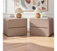Set di 2 comodini con cassetti, tavolo in pelle, combinazione sinistra e destra, moderno e semplice, tavoli per camera da letto (kaki)