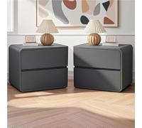 Set di 2 comodini con cassetti, tavolo in pelle, combinazione sinistra e destra, moderno e semplice, tavoli per camera da letto (grigio scuro)
