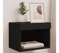 Set di 2 comodini da parete a LED, console TV nera con mobile TV moderno Slish Sto per soggiorno e camera da letto