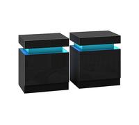 SET DI 2 COMODINI HOMCOM IT831-651V82BK - Truciolato, Nero, 2 porte, 4 ripiani, 45x52x35 cm