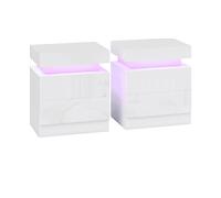 HOMCOM Comodino con Luce LED RGB Incorporata 2 Cassetti, 4 Modalità di Luce