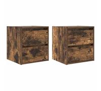 Set di 2 comodini in affumicatura | montaggio a parete | 38 x 34 x 40 cm | salvaspazio e stabile | ideale per piccole camere da letto | aspetto naturale