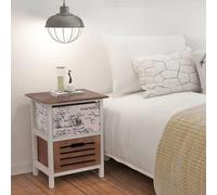 Set di 2 comodini in legno massello, stile rustico, vintage, 30 x 28 x 46 cm, con 4 cassetti, versatile come tavolino per camera da letto e soggiorno