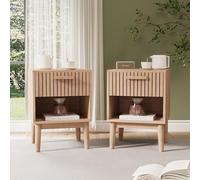 Set di 2 comodini in legno, mobili da comodino, armadietti per camera da letto, con cassetto, tavolino da 40 x 35 x 55 cm, per soggiorno e camera da letto, naturale (comodino, 35 x 40 x 55)
