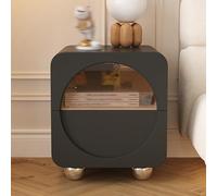 Set di 2 comodini moderni con 2 cassetti, cassetti in vetro temperato, tavolini versatili per camera da letto, soggiorno, ufficio, nero, 45 cm, soluzione di archiviazione elegante e funzionale