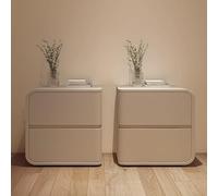 Set di 2 comodini moderni e minimalisti, con doppi cassetti e design in pelle, eleganti comodini per camera da letto e studio, colore cachi