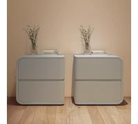 Set di 2 comodini moderni e minimalisti per camera da letto, con doppio cassetto, design in pelle, perfetto per camera da letto, sala studio, guide per cassetti a tre sezioni, mobili eleganti e