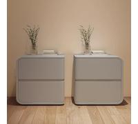 Set di 2 comodini per camera da letto in stile minimalista moderno con cassetti a doppia sezione Cassetto Ra e design in pelle ideale per camere da letto e sale studio (colore chiaro)
