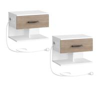 Set Di 2 Comodini Sospesi Comodini Da Parete Con Stazione Di Ricarica E Cassetto