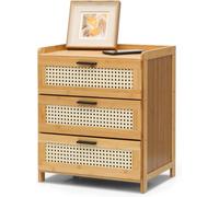 Set di 2 comodini stretti in bambù, cassettiera con cassetti, tavolino vintage per camera da letto, elegante mobiletto portaoggetti, design salvaspazio