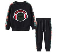 Set di 2 Completi di Felpa per Ragazzo da Bambino a Maniche Lunghe con Dinosauro e Pantaloni della Tuta Felpa Rossa 2 Anni