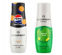 Set di 2 concentrati d'acqua. Sciroppo Sodastream PepsiMAX Mango + Limone e Lime