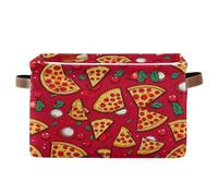 Set di 2 contenitori aperti per pizza, in tessuto, decorativi, pieghevoli, per la casa, colore: rosso