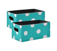 Set di 2 contenitori cubici, per dispensa, mensole, cassetti, scrivania, armadio, aula, colore: verde acqua a pois