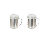 Set di 2 contenitori in acciaio inox per caffè, zucchero, farina, torta, cappuccino, cupcake, 6 x 8,5 cm, 6 x 8,5 cm