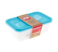keeeper Set da 2 Contenitori per Alimenti, 2 x 3,3 L, 29 x 19 x 9 cm, Fredo Fresh, Blu trasparente