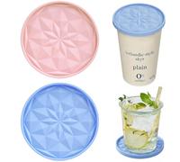 Set di 2 Coperchi in Silicone per Yogurt e Tazze, 10cm Coperchio Universale Riutilizzabile e Salvafreschezza, Tappi in Silicone Alimentare per Barattoli e Bicchieri, Azzurro e Rosa Chiaro