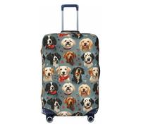 Set di 2 coperture per bagagli da viaggio, lavabili, con stampa di un simpatico cucciolo di volto, 45-81 cm, alta elasticità, Nero , M