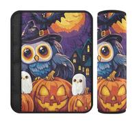 Set di 2 coperture per cinture di sicurezza per auto, morbide, per adulti, bambini, bambini, M, Halloween, ballare, zucca, fantasmi, gufo, teschio