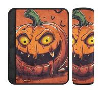 Set di 2 coperture per cinture di sicurezza per auto, morbide, per adulti e bambini, motivo zucca di Halloween, piccolo mostro
