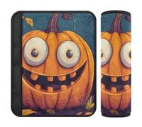 Set di 2 coperture per cinture di sicurezza per auto, morbide, per zaino, spallacci, per adulti, bambini, bambini, S, Halloween, zucca, piccolo mostro