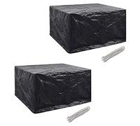 Set di 2 coperture per mobili da giardino, impermeabili, resistenti ai raggi UV, per 6 persone, in rattan sintetico, con 8 occhielli in alluminio e corda di fissaggio, in polietilene antistrappo