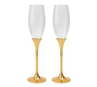 Set di 2 coppe da cava in vetro con piede in metallo dorato e trasparente 26,5 x 7 cm