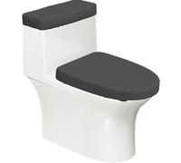 Set di 2 copri tavoletta per WC e copriwater elastici, design con stampa completa, si adatta alla maggior parte dei servizi igienici, colore ebano