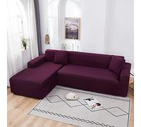 Set di 2 copridivani in poliestere elasticizzato a forma di L, per divano componibile a 3 + 4 posti, morbidi e protettivi, perfetti per decorare la casa