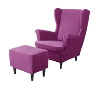 Set di 2 copripoltrona in velluto elasticizzato e 1 fodera rettangolare per pouf rimovibile, per soggiorno e camera da letto