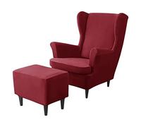 Set di 2 copripoltrona in velluto elasticizzato, fodera per poltrona reclinabile e 1 copertura per ottomana, rimovibile, per soggiorno e camera da letto, ottomana inclusa.