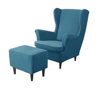 Set di 2 copripoltrone in velluto con schienale alto e 1 fodera rettangolare rimovibile, per soggiorno e camera da letto
