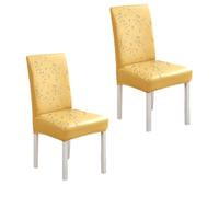 Set di 2 coprisedie impermeabili elasticizzati in ecopelle PU con schienale alto e federe per cuscino per 4-6 sedie, colore giallo, perfette per decorare la sala da pranzo