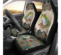 Set di 2 Coprisedile Decorativi per Car Antiscivolo Coprisedili Auto Anteriore Elastico Coprisedili per Sedili Anteriori Universale per Camion Sedan SUV Mandala Dipinto A Forma di Rana