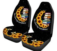 Set di 2 Coprisedile Decorativi per Car Coprisedili Auto Anteriore Elastico Coprisedili per Sedili Anteriori Universale per SUV Sedan Furgoni Bibliotecario Girasole Tu Sei Il Mio Raggio di Sole