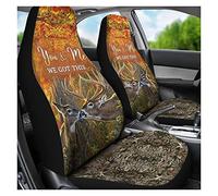 Set di 2 Coprisedile Decorativi per Car Lavabile Coprisedili per Sedili Anteriori Elastico Copri Sedili per Auto Universale per Furgoni Berlina Camion Divertente Caccia di Animali: Deer E Cerva