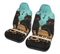 Set di 2 coprisedili anteriori per auto, motivo gatti sdraiati sul pianoforte, elastici, traspiranti, morbidi, comodi, accessori per auto, universali, adatti per la maggior parte dei SUV, berline e