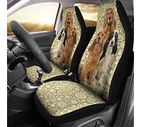 Set di 2 Coprisedili Auto Anteriore Elastico Coprisedile Decorativi per Car Impedire Sporco Coprisedili per Sedili Anteriori Universale per Sedan Furgoni SUV Cocker Spaniel Doodle Flower